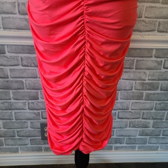 Neon Pink Tank Dress Ruched Barbie Party Costume Cosplay XL NWOT Spandex Blend - Picture 6 of 12